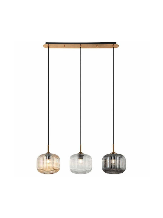 Zambelis Lights Μοντέρνο Κρεμαστό Φωτιστικό Τρίφωτο Ράγα με Ντουί E27 Πολύχρωμο 22074